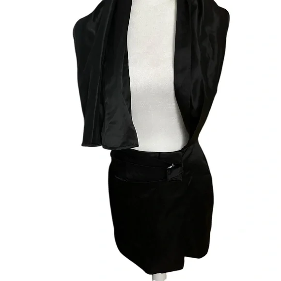 Another Mode Women’s Asymmetrical Mini Skirt Long Side Drape Black Size M NWT - Picture 3 of 13